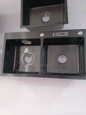Quality Black Double Bowl Kitchen Sink, With Basket and Accessories