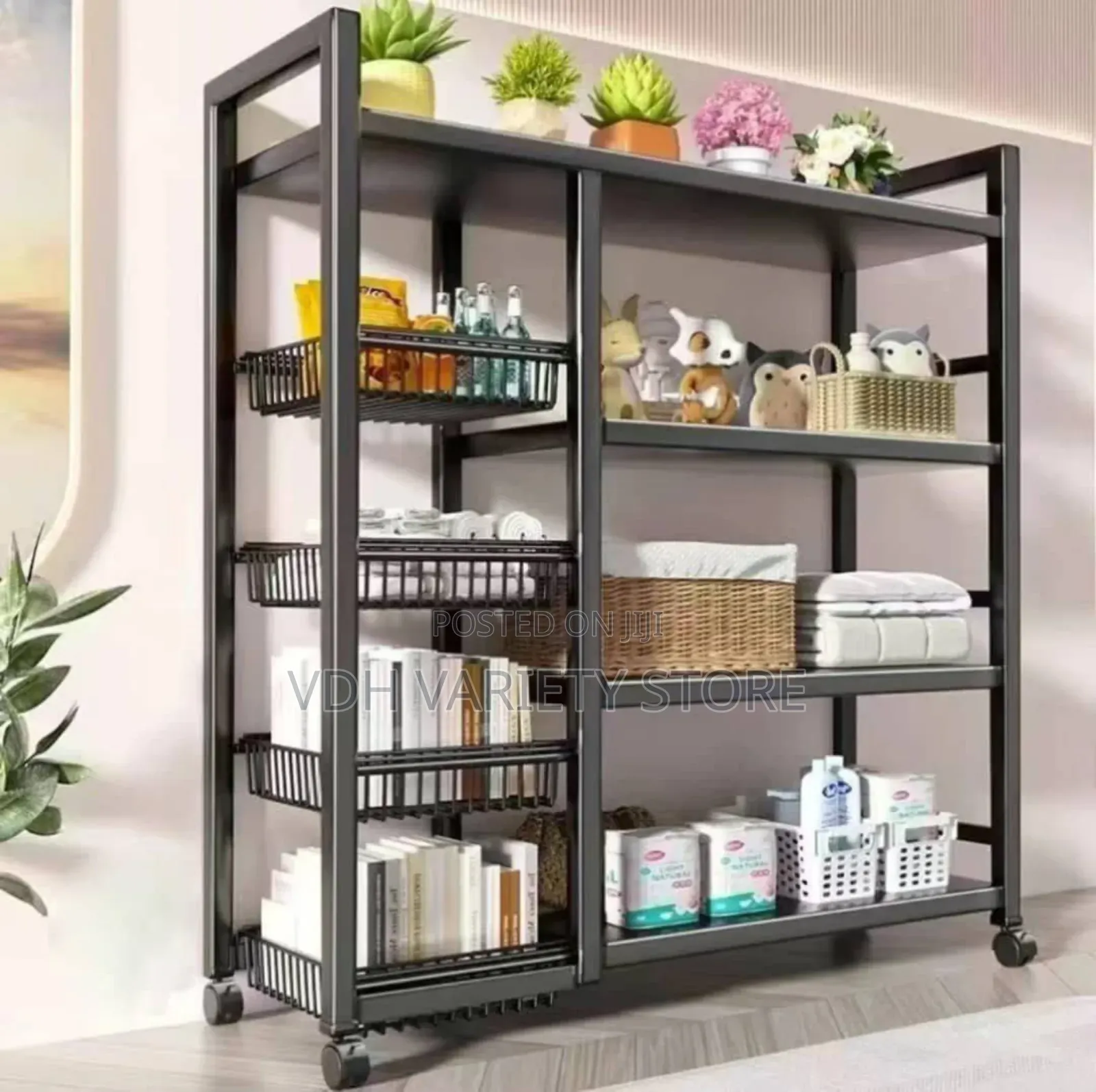 Foldable Metal Multipurpose Storage Shelf and Fruit Storage Rack