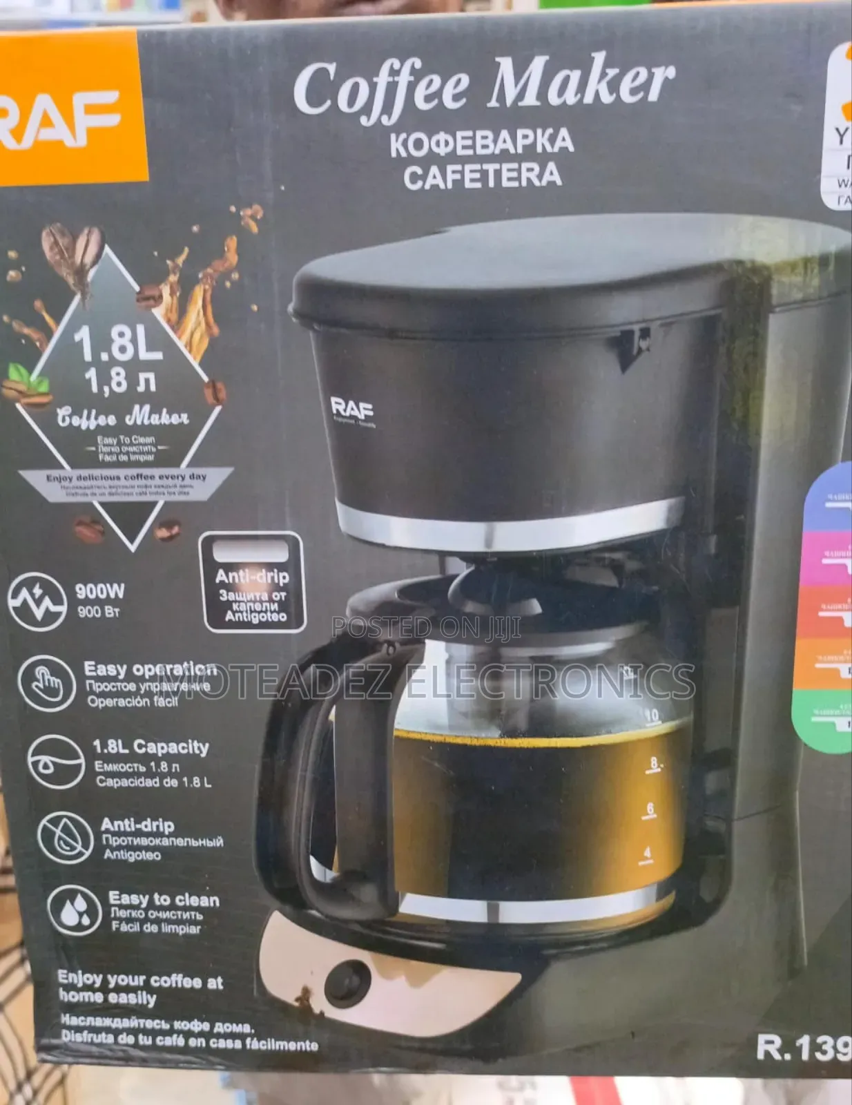 Raf 900w Anti Drip Keep Warm Coffee Maker/Coffee Machine