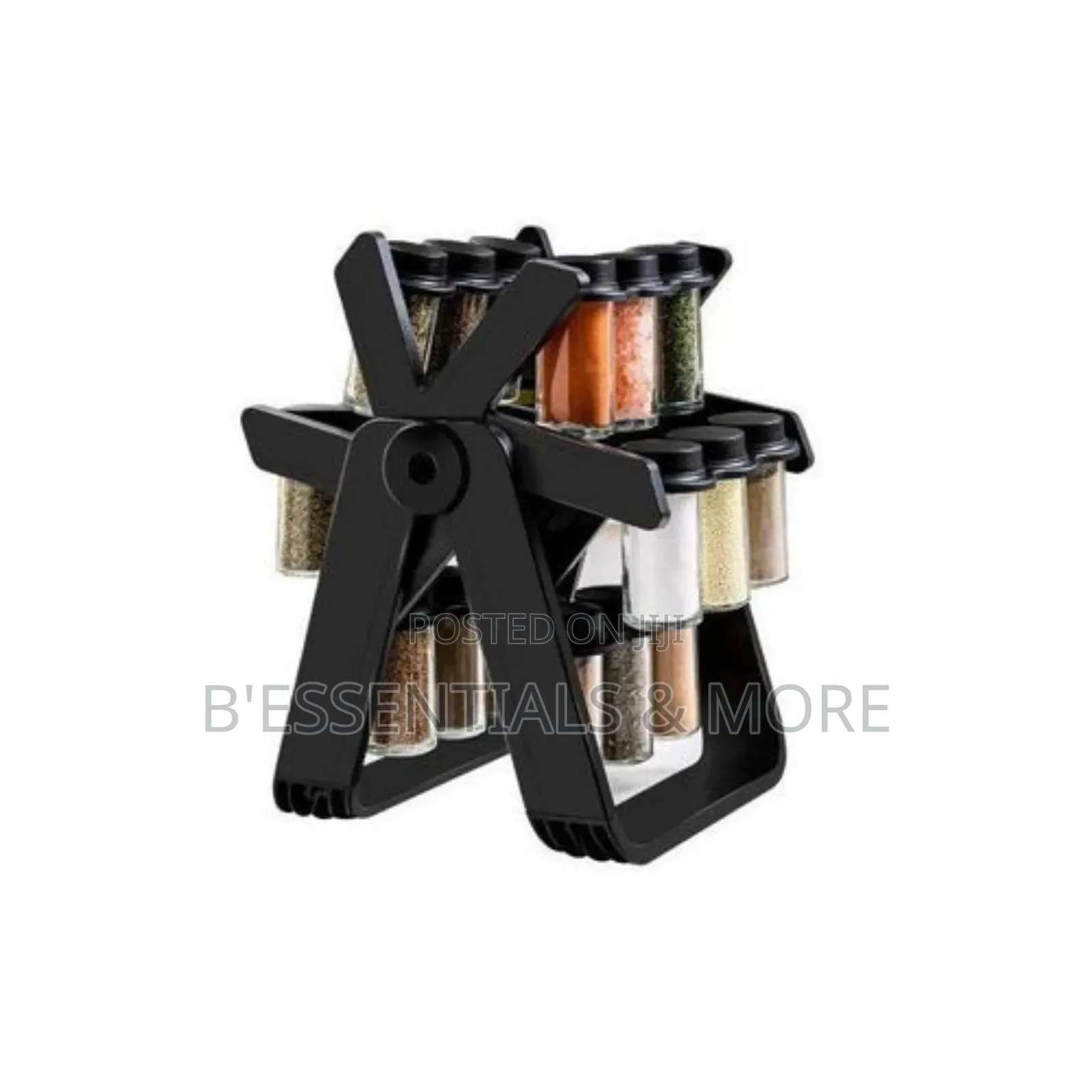 Modern Rotating Spice Rack With 18 Glass Jars