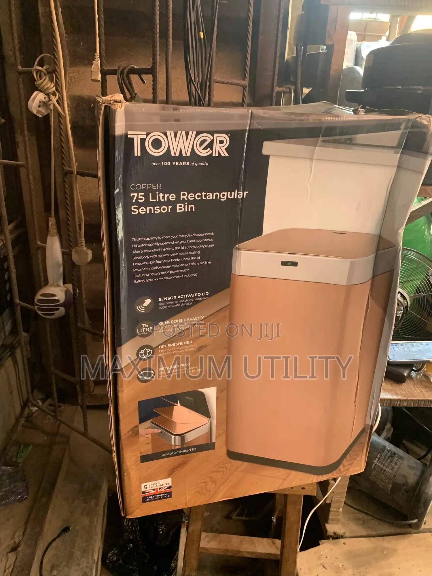 Tower 75 Liters Copper Sensor Waste Bin
