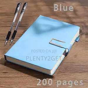 200-Page A5 Notebook Set With 2 Pens, Faux Leather Cover Bookmark