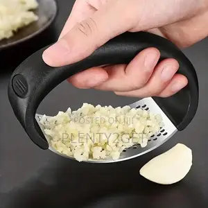 Stainless Steel Manual Garlic Press With Ergonomic Black Handle - Mult