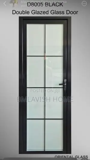 Black Double Glazed Bathroom Door With Locks