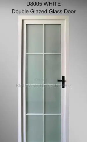 D8005 White Double Glazed Glass Bathroom Door