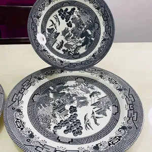 Black Willow Pottery Plates Bowl Dinnerware Set 12/18 PCS