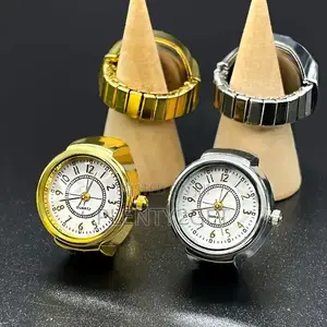 Vintage Golden Ring Watch for Women - Retro Mini Finger Watch With All