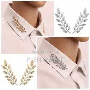 A Pair of Minimalist Wheat Ear Brooch, Tree Leaf Brooch, Men's Collar