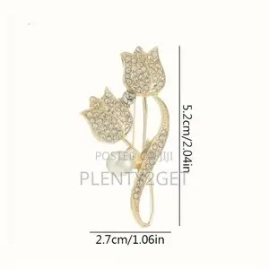 Rhinestone Tulip Brooch, Made of Alloy Metal, Perfect for Women Access