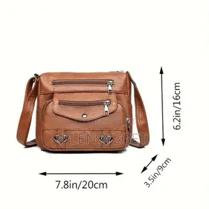 Women's Brown Messenger Bag With Heart and Tassel Embellishments - Adj