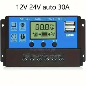 Solar Charge Controller, 30a Adjustable LCD Display, 12v/24v Auto, Dua