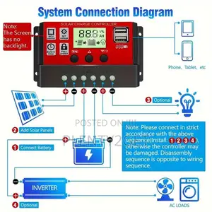 Solar Charge Controller, 30a Adjustable LCD Display, 12v/24v Auto, Dua