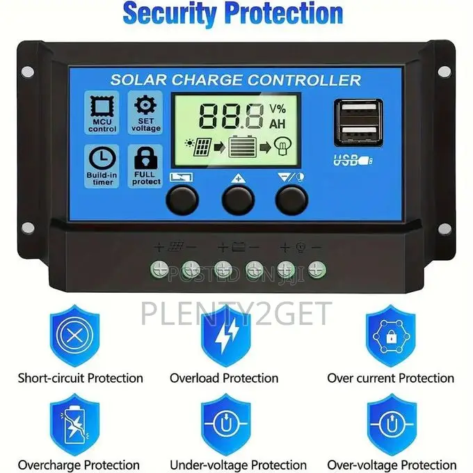 Solar Charge Controller, 30a Adjustable LCD Display, 12v/24v Auto, Dua