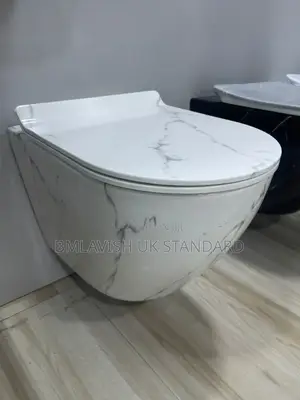 White Marble Wall-Hung Concealed Water Closet Set With Tank