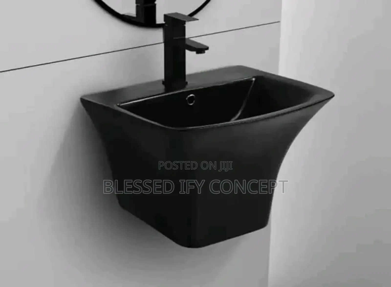 Wall Hung Wash Hand Basin, Black Color