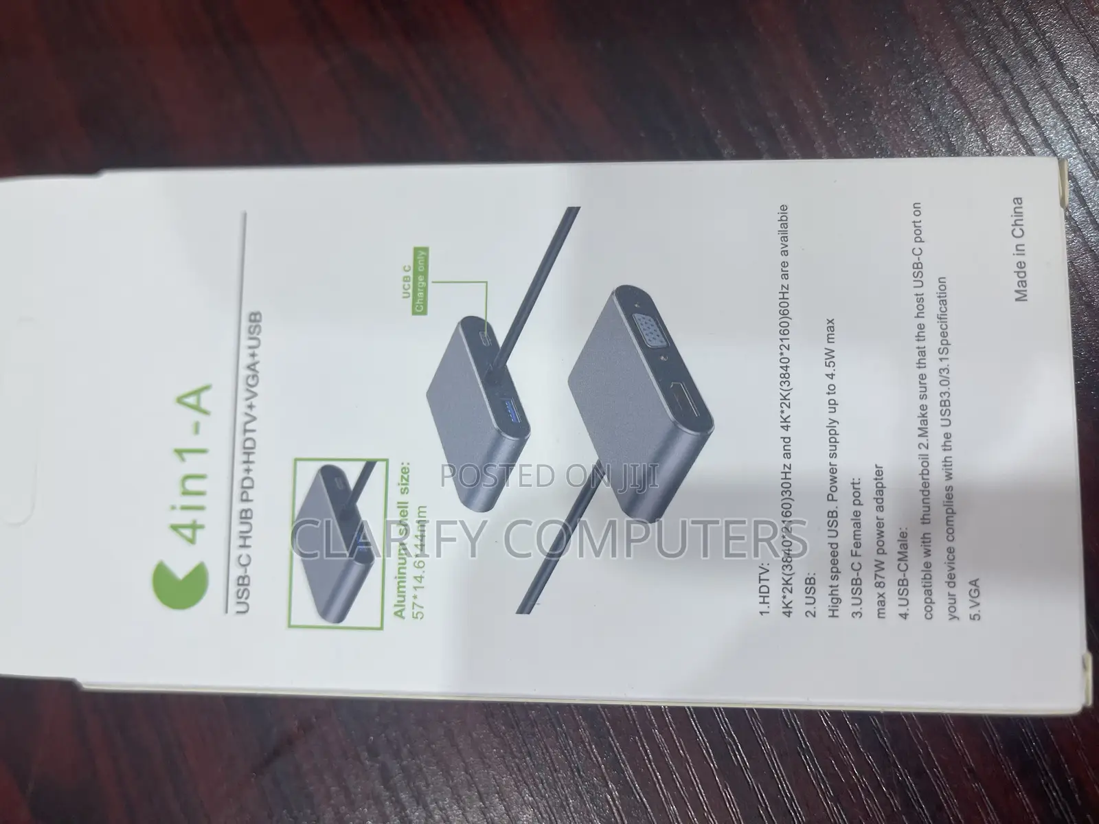 Usb-C to Hub Pd Hdtv+Vga+Usb Adapter 4 in 1