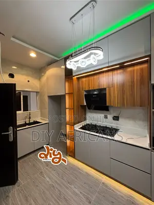 Full Kitchen Setup -- Sleek Cabinets, Marble Island