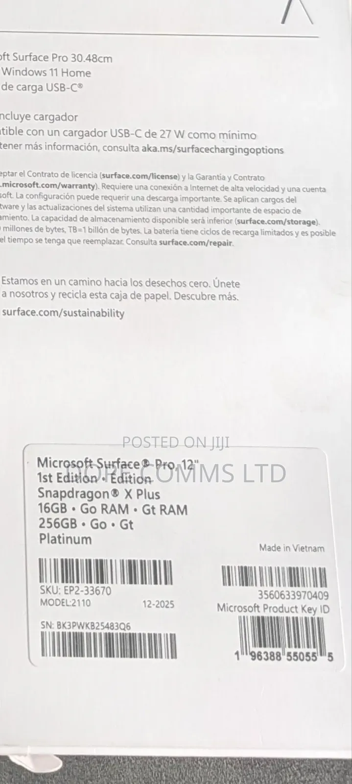 New Microsoft Surface Pro 16GB Qualcomm Snapdragon X Plus SSD 256GB