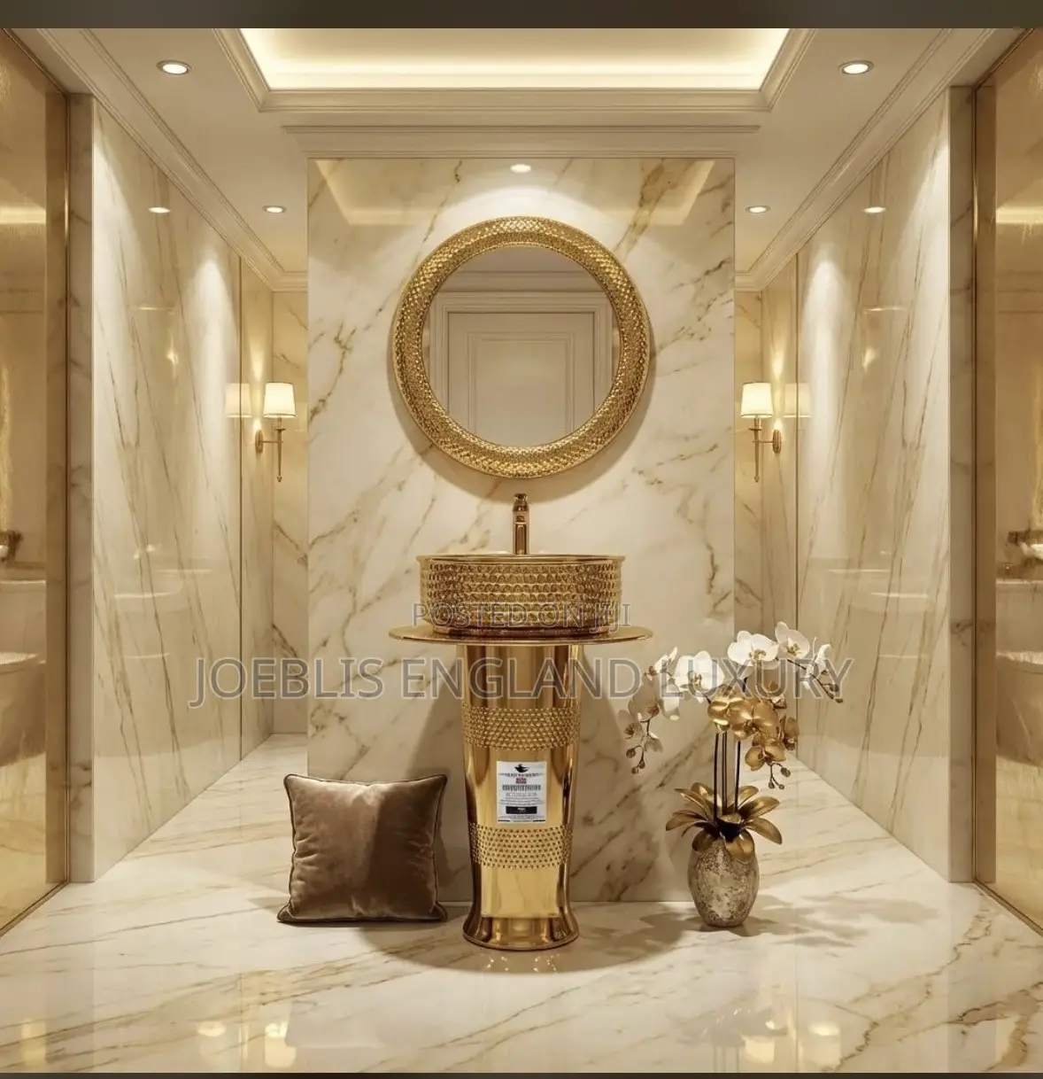 Dining Basin With Mirror Gold