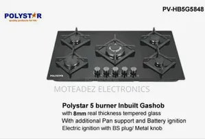 Polystar 5 Burners Tempered Glass Top Cabinet Induction Hob Gas Cooker