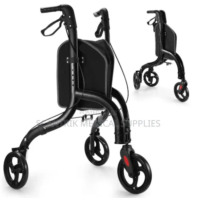 Compact 3-Wheeled Rollator for Flexible Mobility Support