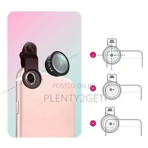 1pc Smartphone Lens, 3-in-1 Fisheye Wide Angle Microphone Camera Lens