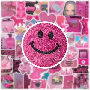50 Pieces Pink Barbie Stickers Pink Y2k Stickers Home Decoration