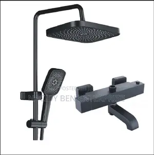 Black Thermostatic Shower Set and Square Rose