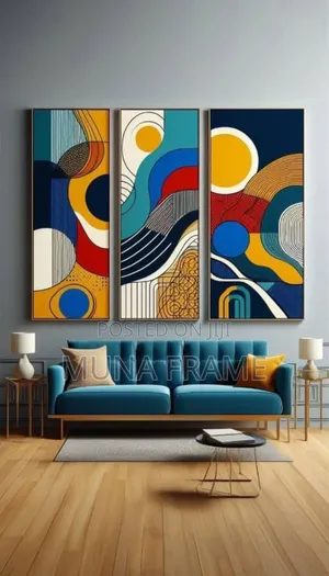 3 Sets of Colourful Red,Blue, Yellow Abstract Canvas Print