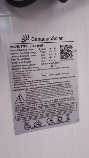 350watt Canadian Mono Solar Panel