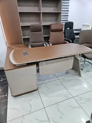 L-Shaped Executive Office Desk (Tan Cream)