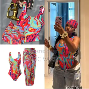 Printed Suspender Beach Two Piece Swimsuit