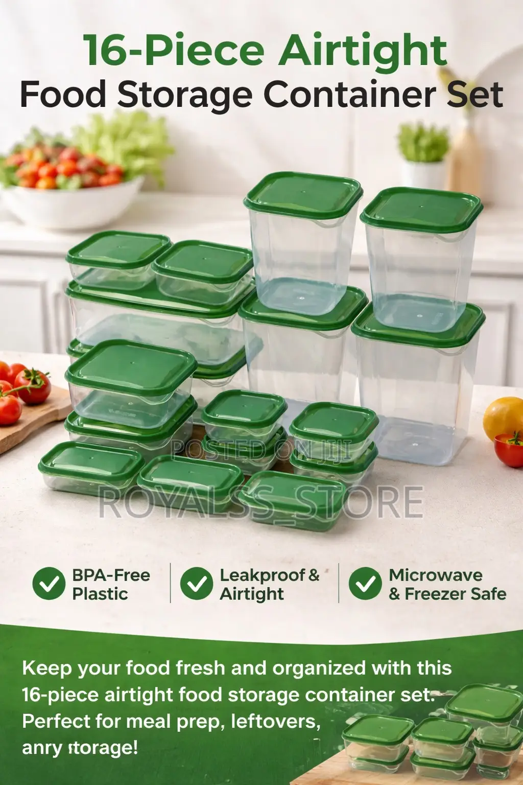 16pcs Food Storage Containers Kitchen Organizer Set