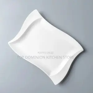 High-Quality Ceramic Luxury Rectangle White Dinner Plate (12pcs )