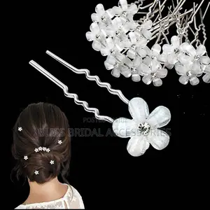 White Bridal Hairpins