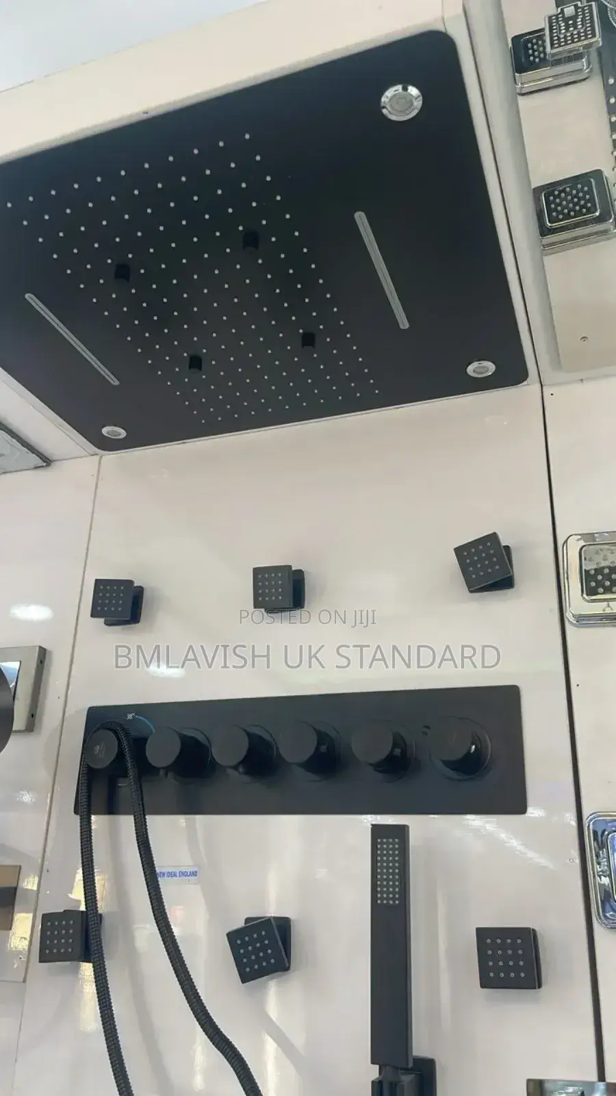 Big Black Ceiling-Mounted Rain Shower Set
