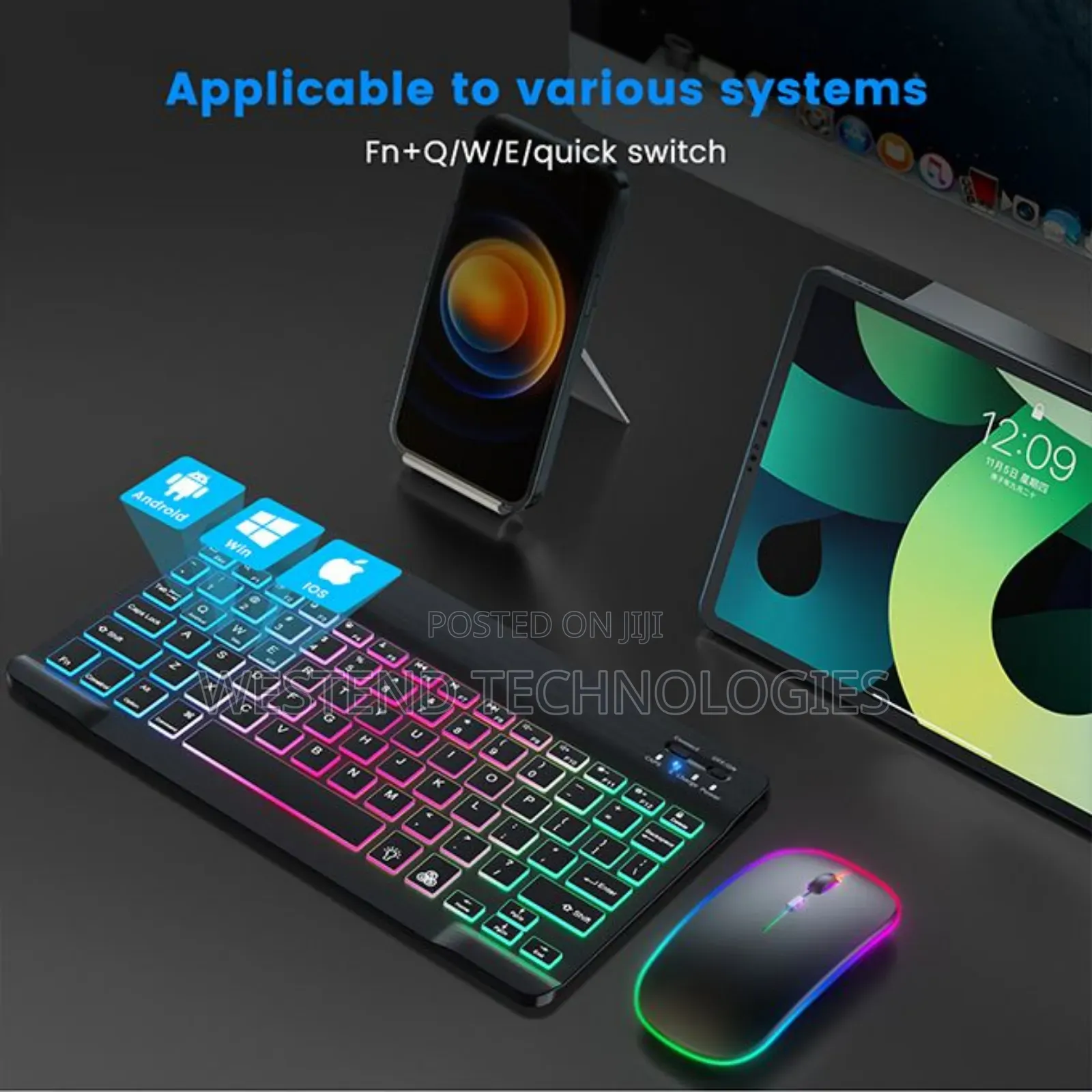 Rechargeable Bluetooth Keyboard and Mouse Combo With RGB Backlight