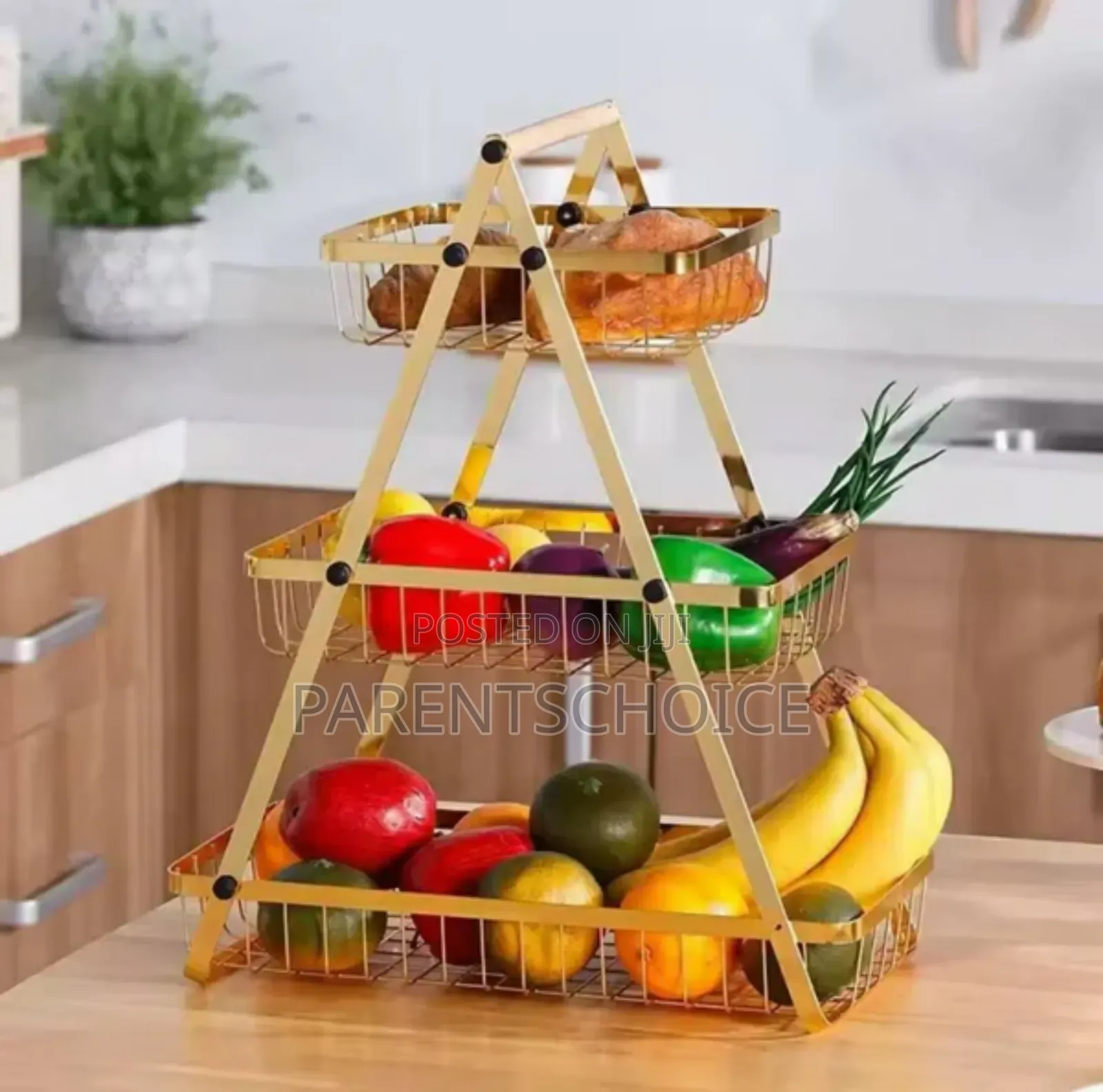 3 Layer Kitchen Countertop Fruit and Vegetable Triangle Rack