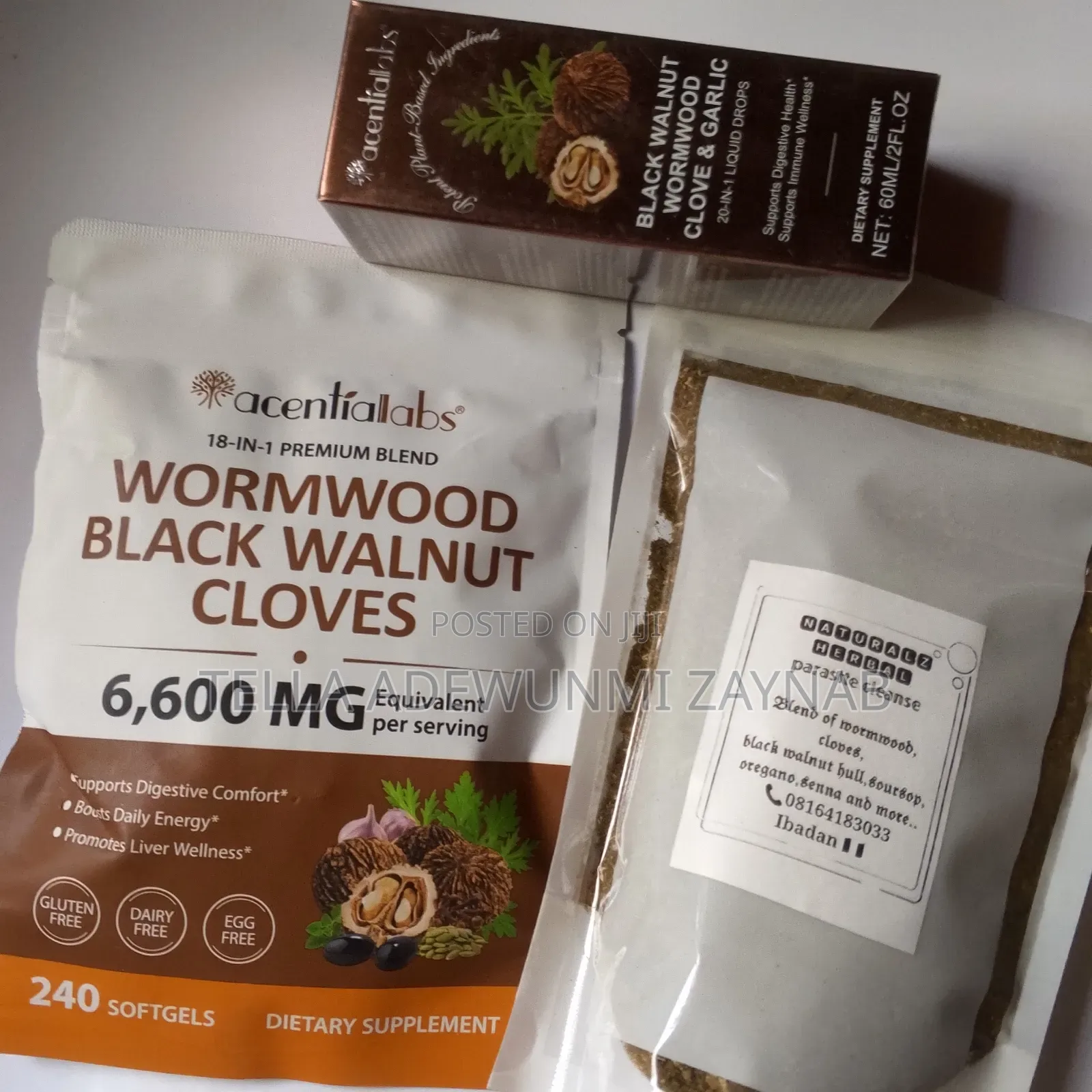 Wormwood, Cloves , Black Walnut Hull Combo in Softgel Drops Tea
