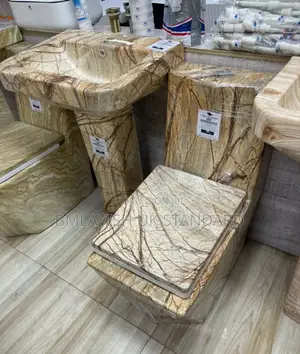 Luxury Marble-Finish Water Closet and Wash Basin Set