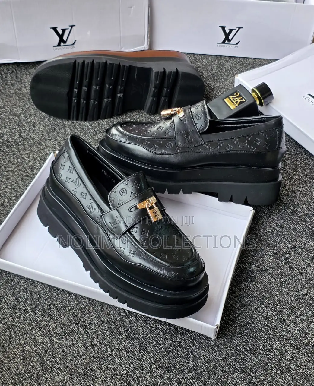 Louis Vuitton Patterned Loafers With Black Chunky Sole