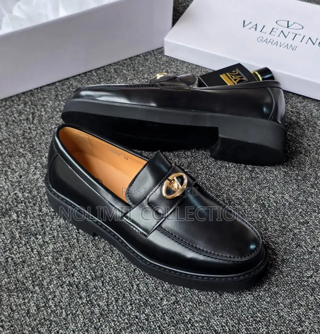 Valentino Plain Leather Loafers Shoe