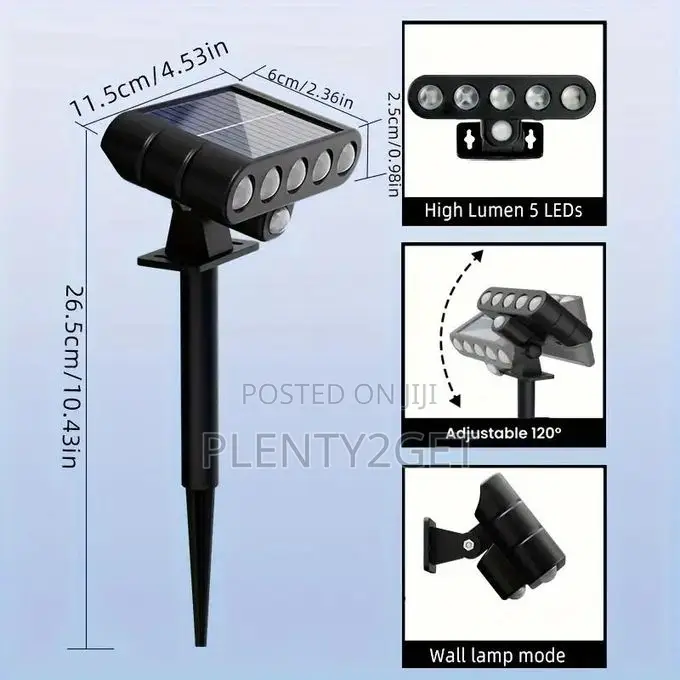 1pc Solar Outdoor Wall Light Spotlight, Wall-Mounted or Ground-Stake I