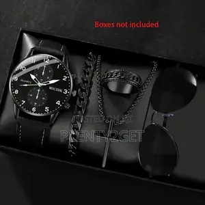 5pcs Men and Women Watch Set - Stylish Casual Quartz Wristwatch, Neckl