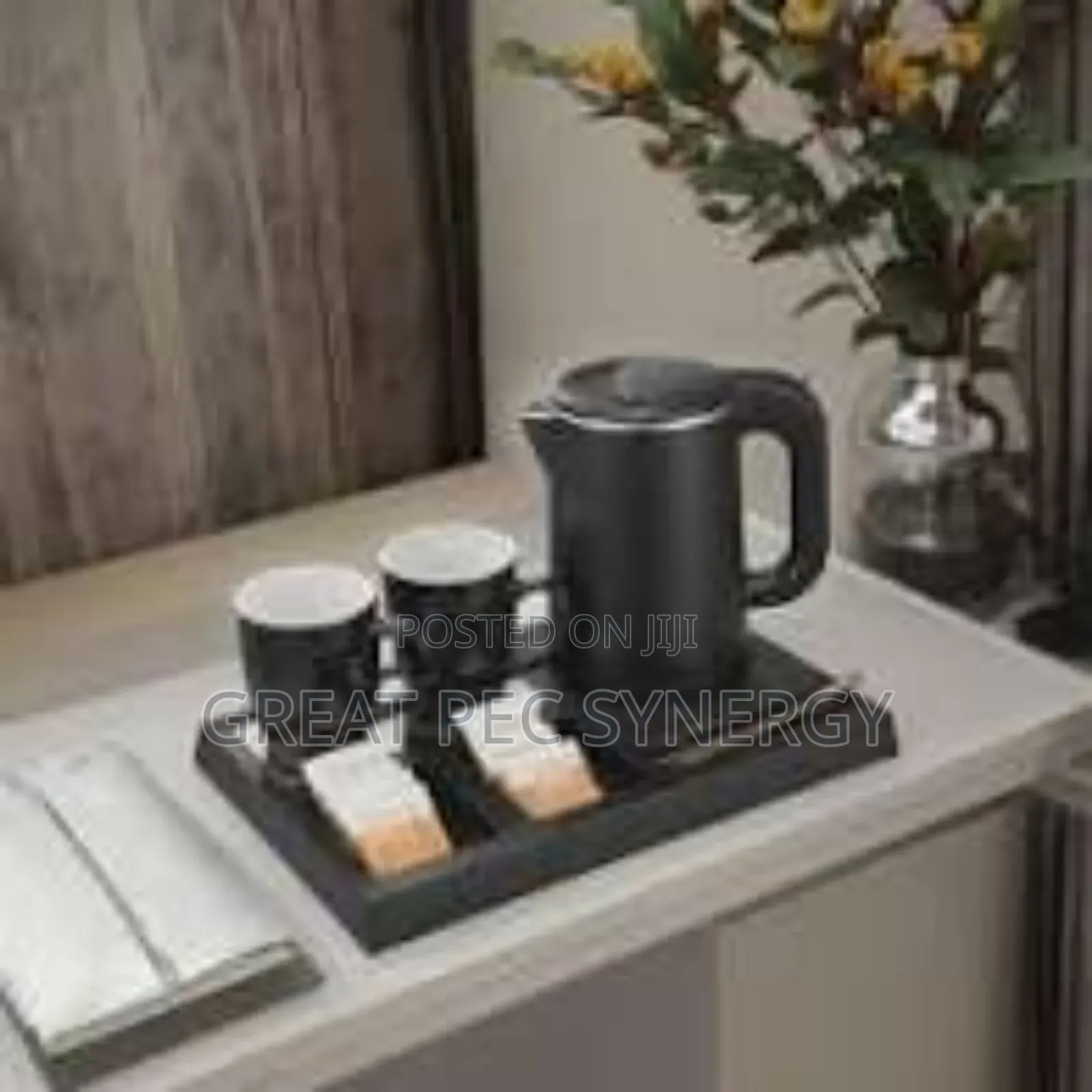 Hotel Kettle and Tray With 2 Ceramic Cup