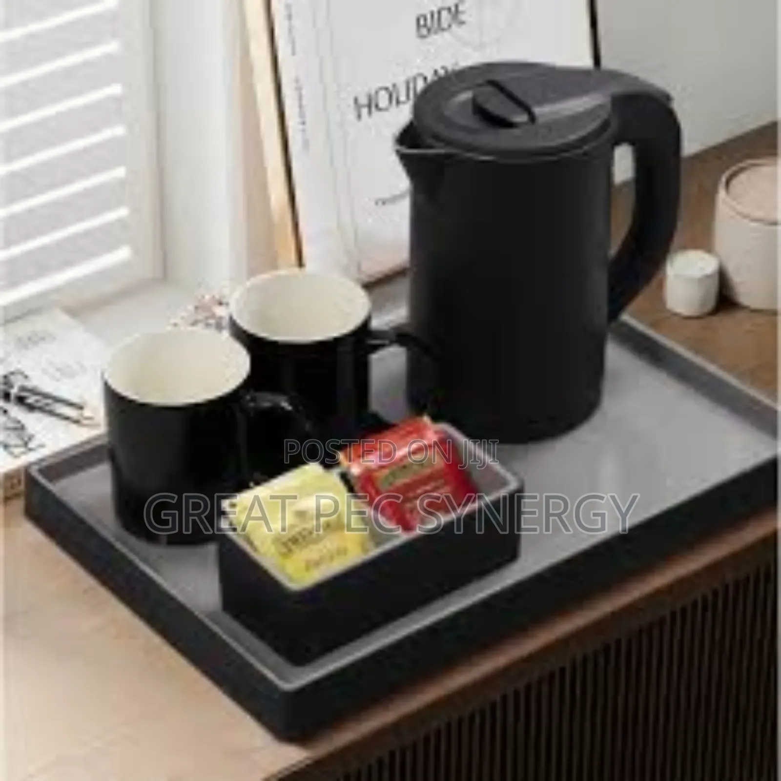 Hotel Kettle and Tray With 2 Ceramic Cup