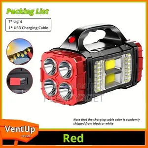 Macrocosm Solar Handheld Flashlight, 4led Cob Portable Headlamp With
