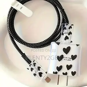 5pcs Tpu Black Heart Cable Sleeves, iPhone 14 Pro Max Charger Protecto