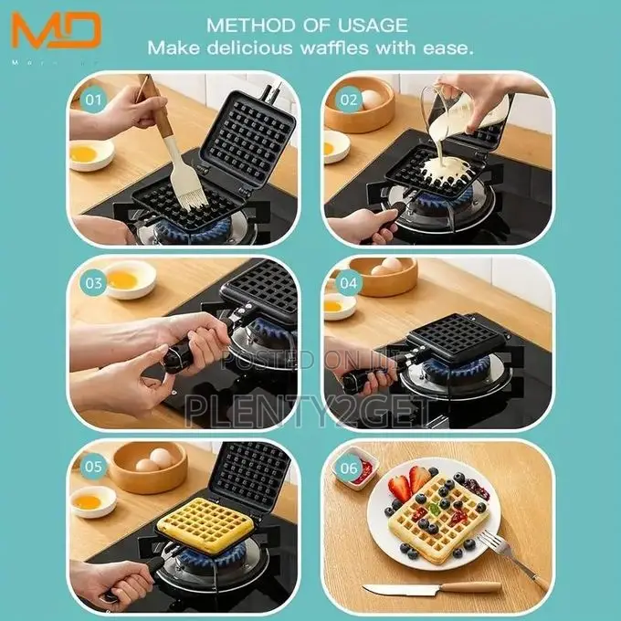 Moredor Waffle Maker Machine - Double-Headed Rectangular Nonstick Bake