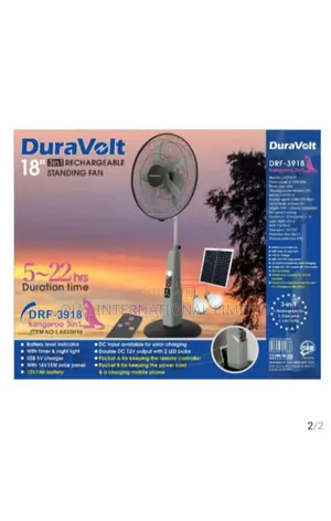 18 Inches Duravolt Solar Rechargeable Fan